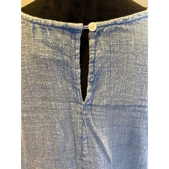 Rachel & Zoe Blouse Plus Size 1X Boho Pleasant Top Chambray Lace V Neck Flowy - Picture 5 of 10